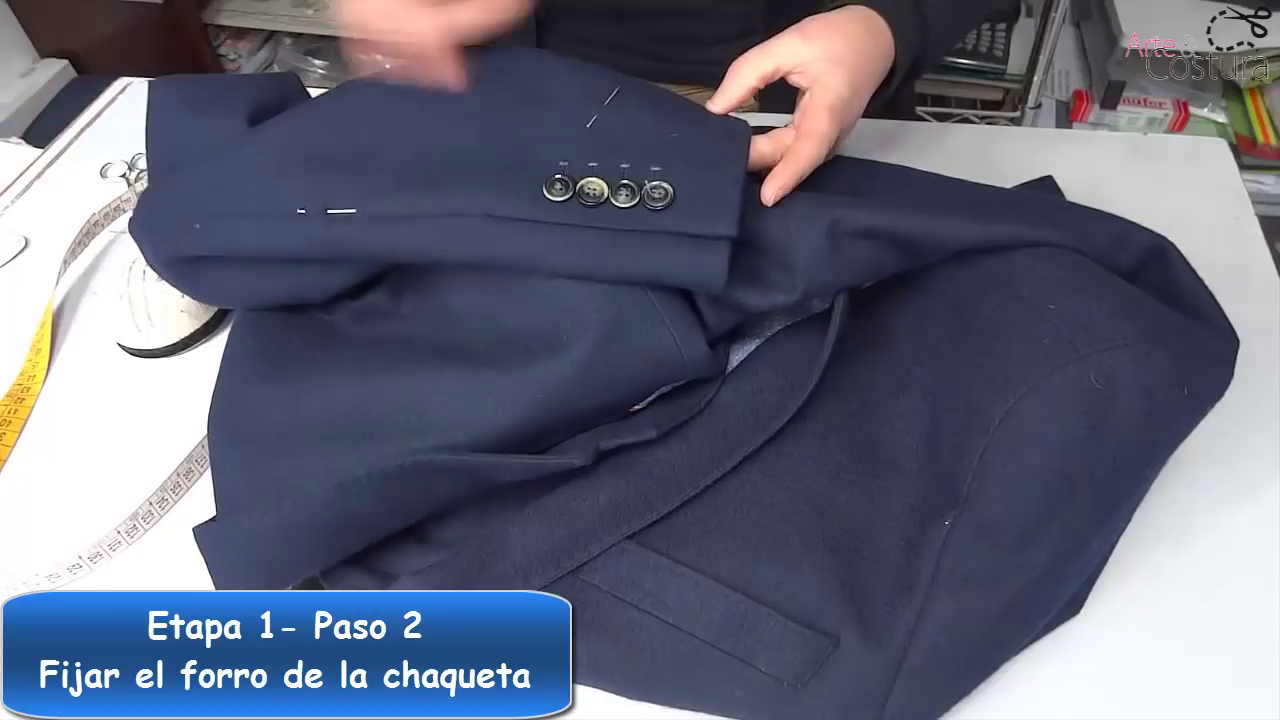 acortando las mangas de un saco o chaqueta de caballero